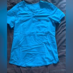 FIG SCRUB TOP- Aqua Blue